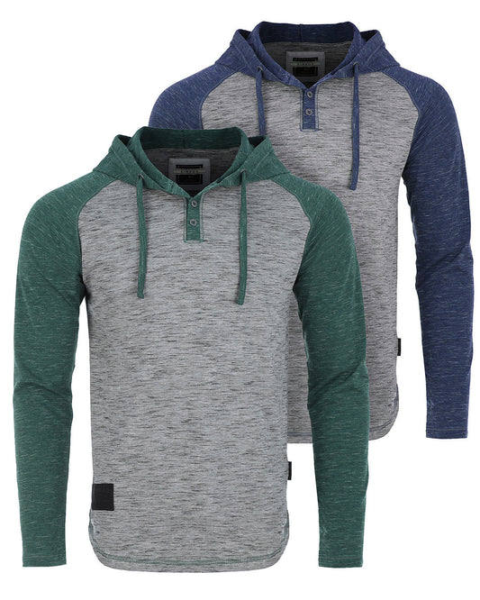 Long Sleeve Athletic Casual Hooded Henley Shirt